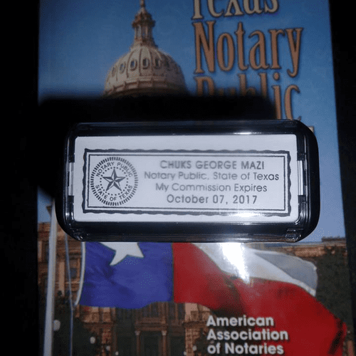 Chuks Mazi is a licensed and bonded Texas notary p