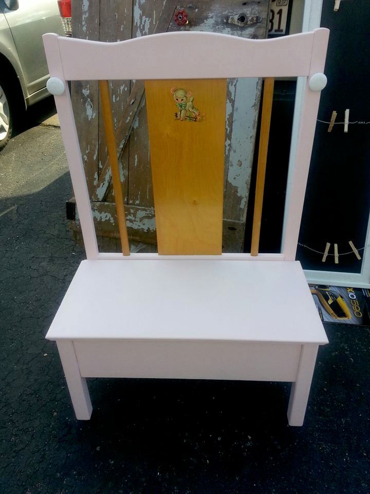 Repurposed a vintage crib into a child's bench. I 