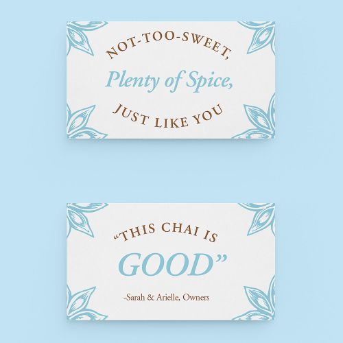 Shelf talkers for Iced Chico Chai in Chico, CA