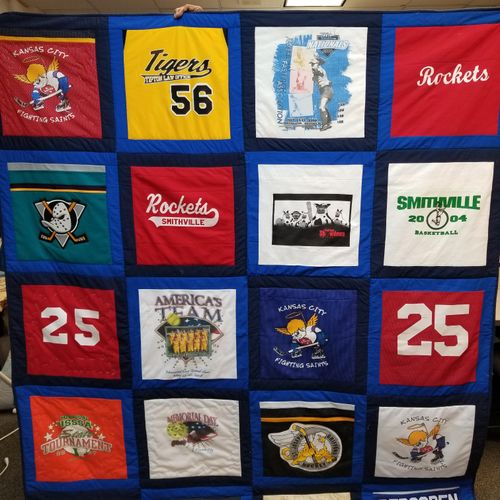 T-shirt quilt for softball and hockey