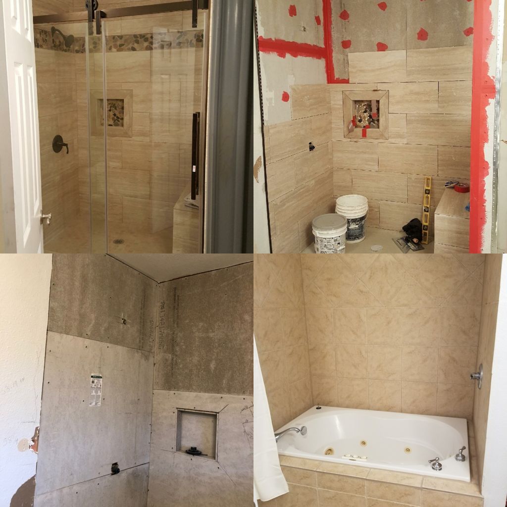 Before and after SmithCo arrived to remove tub and