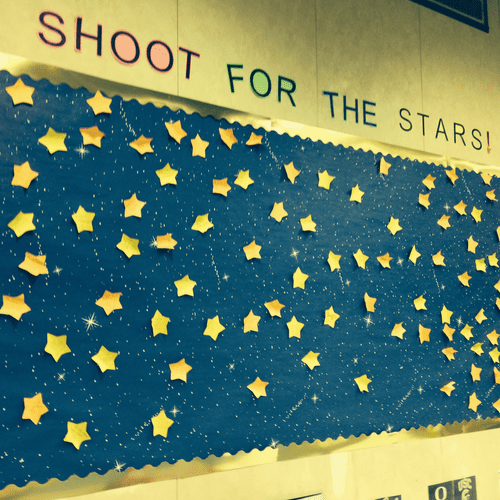 Our shoot for the stars wall, where students post 