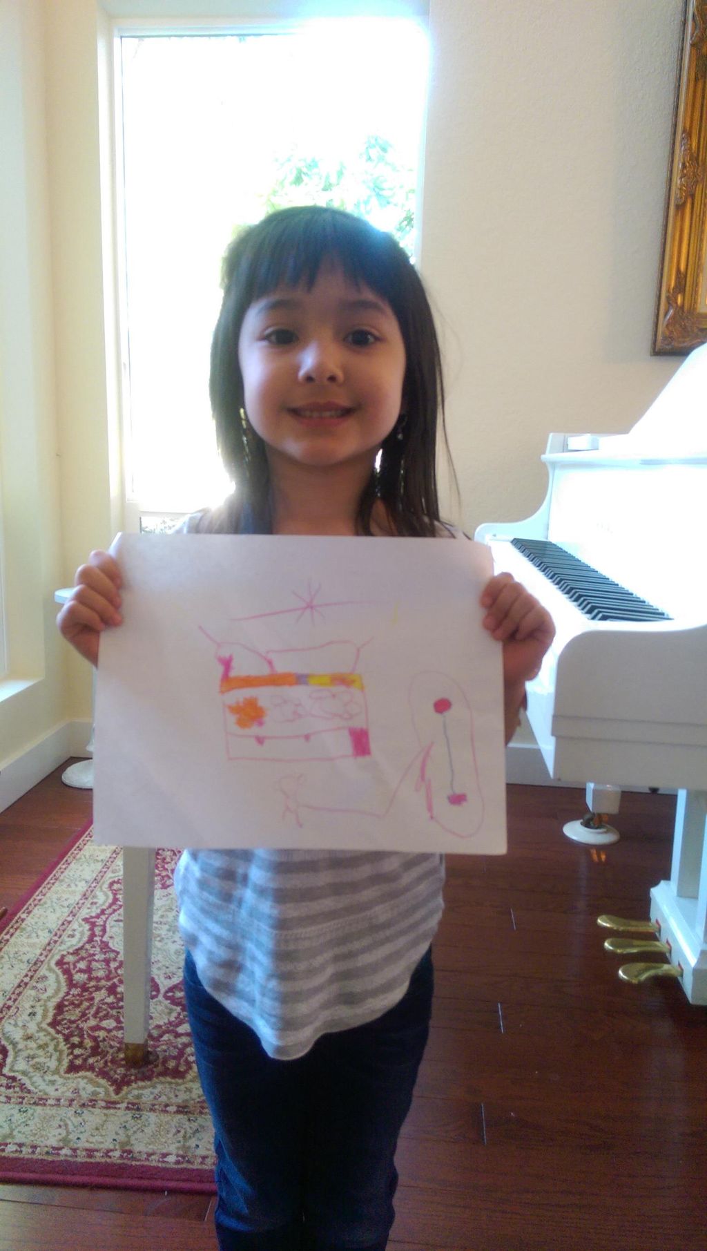 This is a drawing of her piano at home