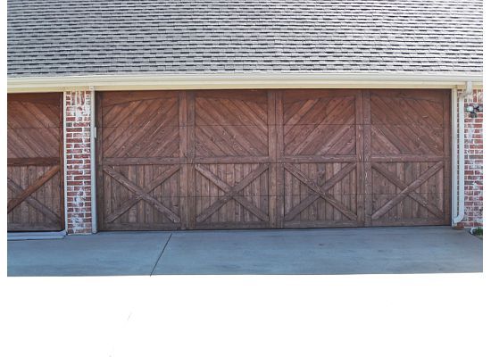 Three Car Garage Doors | Rough Stained Cedar