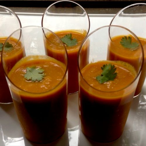 Spicy Roasted Pepper Soup Shooters