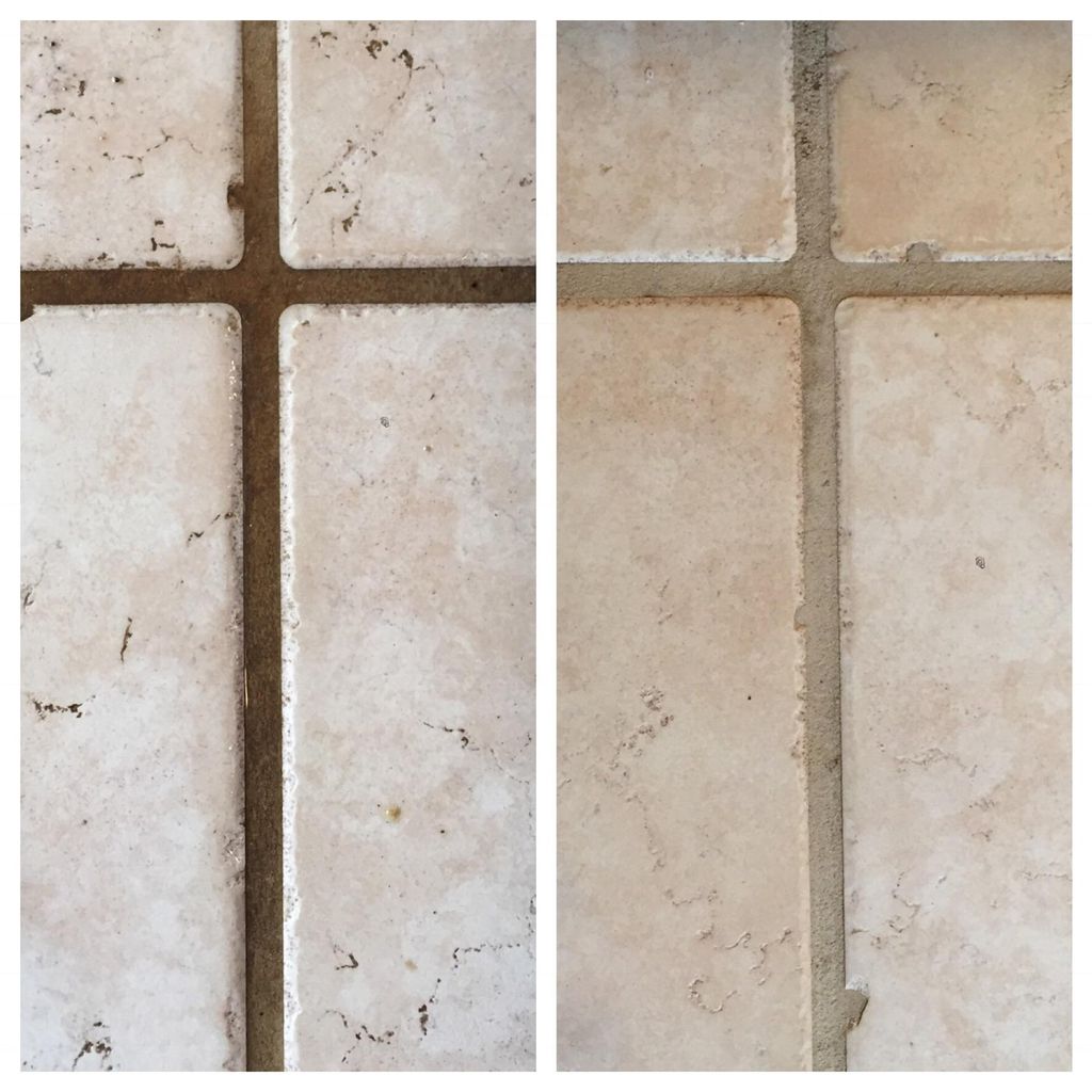 Dirty vs the cleaned grout. 