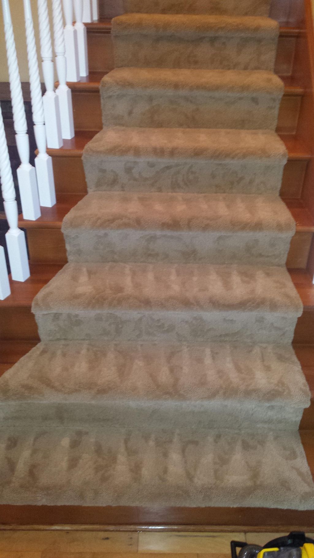 After carpet cleaning on double set of stairs