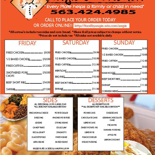 Flyer created for Angie's Kitchen based in Iowa Se