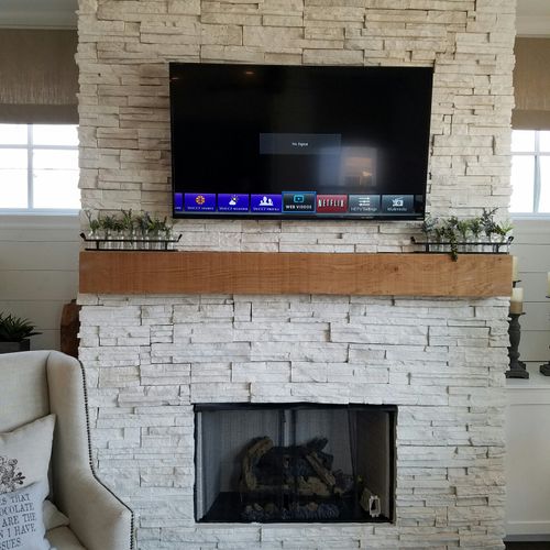 55 inch mounted on stone