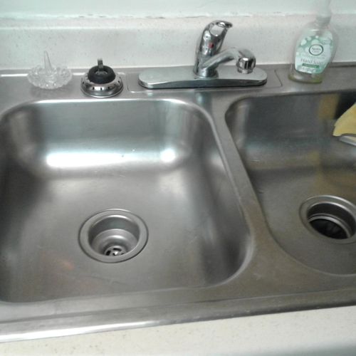 Stainless steel sink cleaned