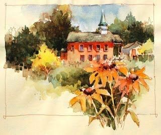 Another sketchbook drawing done outside, with it b