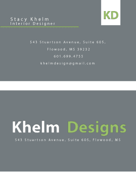 Business card design for interior design company.