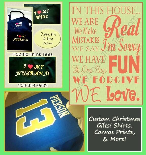 Custom aprons, athletic wear, and wall art