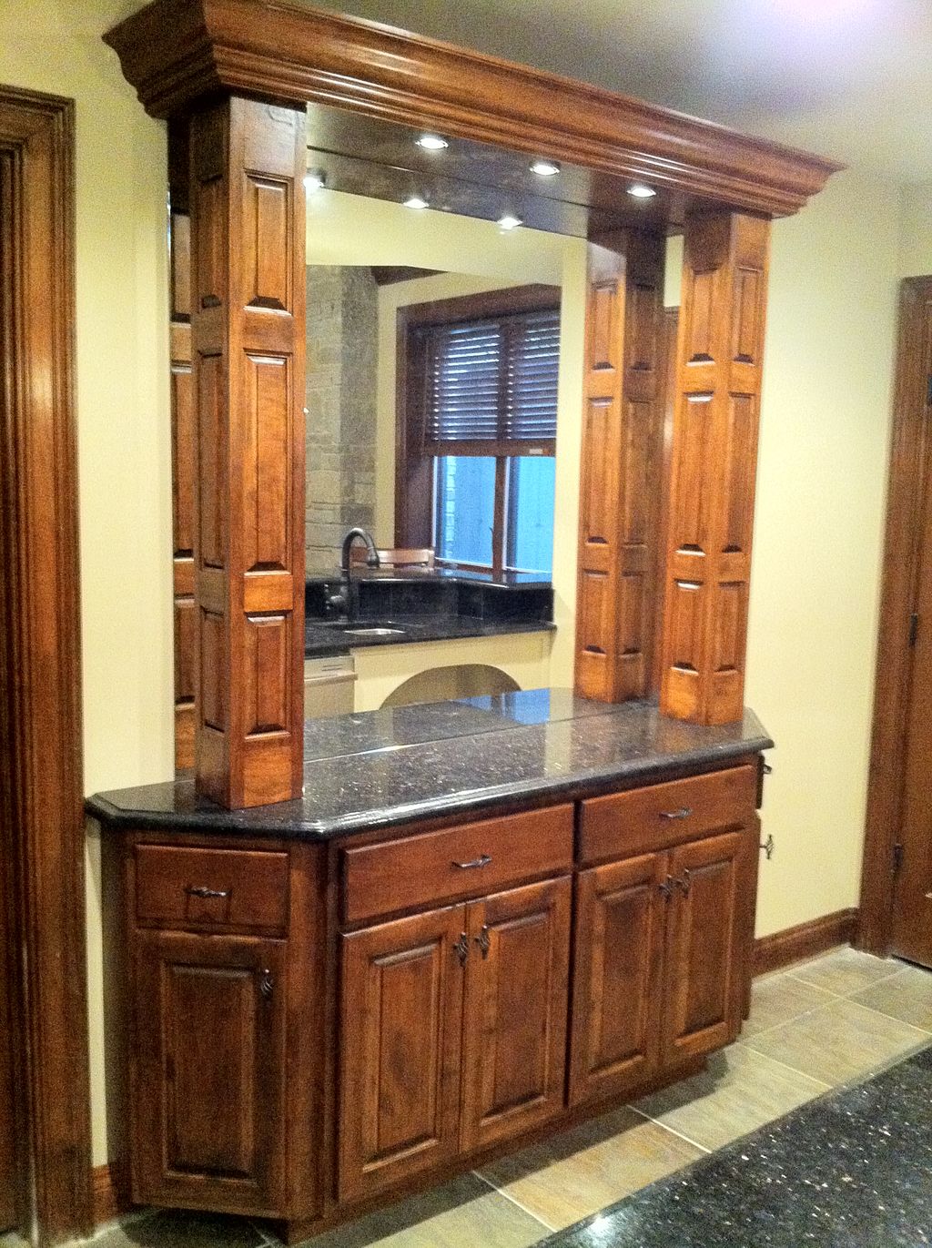 Custom bar back cabinetry