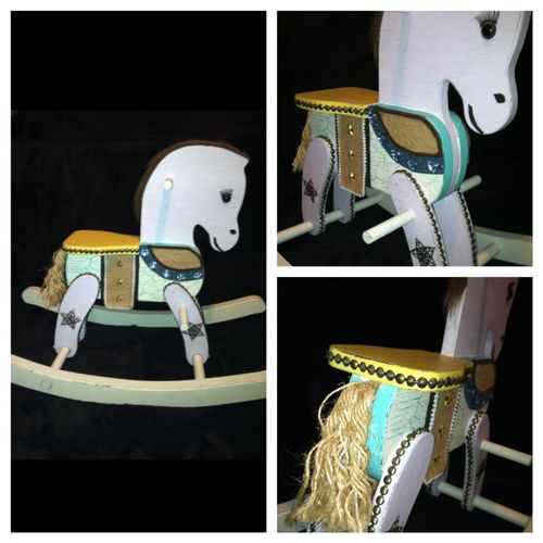 Old rocking horse, redone. Stripped, painted and a