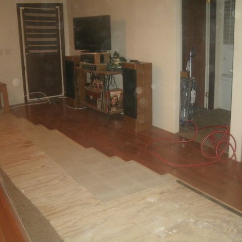 start of hardwood floor