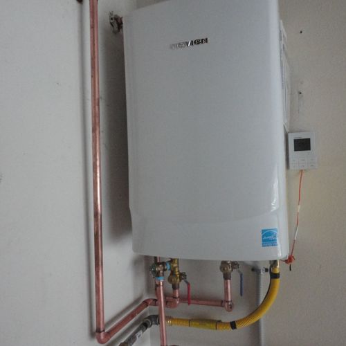 New installation of a tankless water heater.
