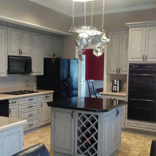 Grey distressed cabinets