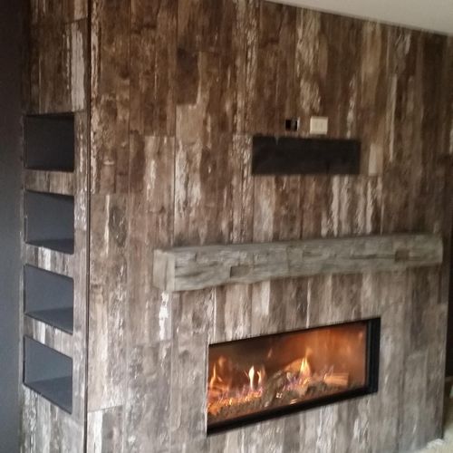 installed fireplace framing sheet rock and tile cu