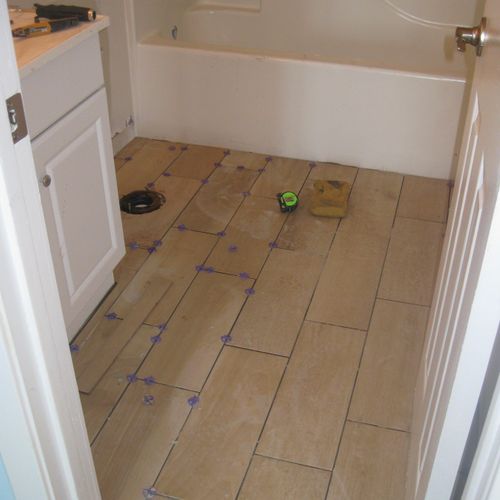 Ceramic tile bathroom Install .