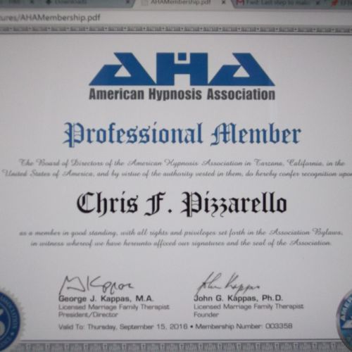 American Hypnosis Association Professional Members