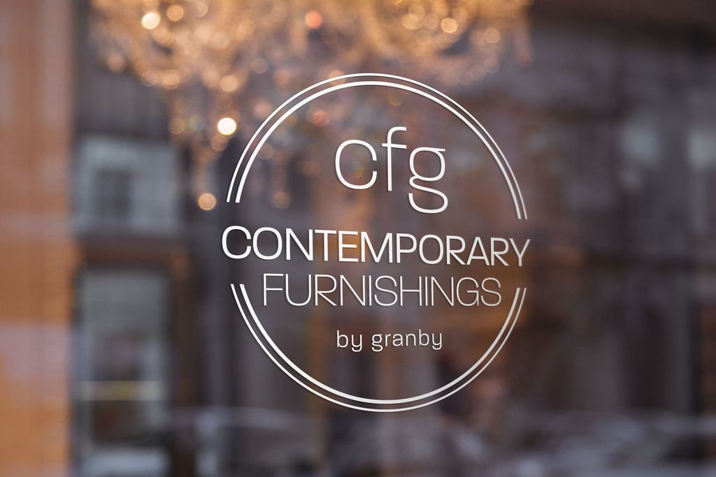 Logo design and signage for a modern furniture sho