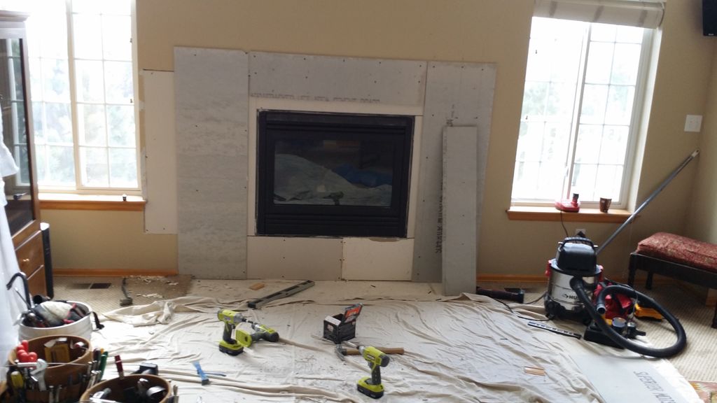 Rock Fireplace Before