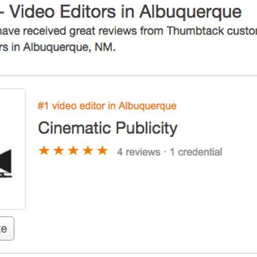 Awarded #1 Video Editing service in ABQ