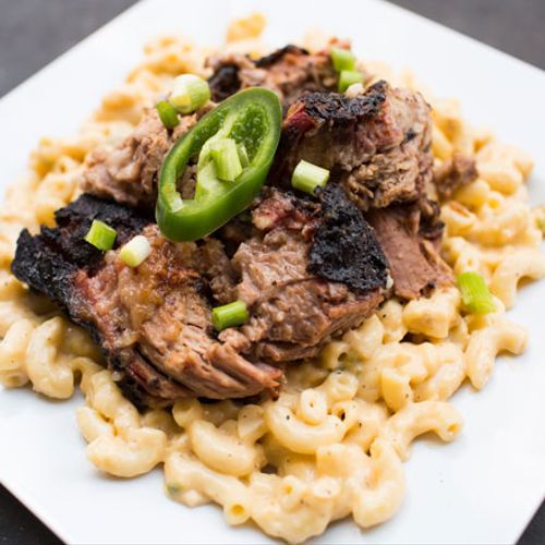 Our Chopped Brisket served with mac 'n cheese