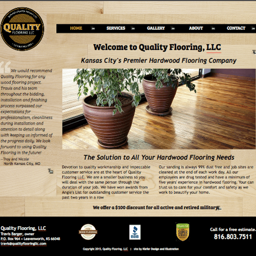 Website Home Page for Quality Flooring, LLC