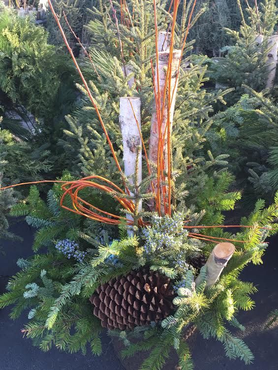 Christmas porch pot for the winter season