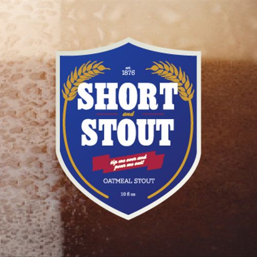 Logo for Short & Stout.
Line of various stout beer