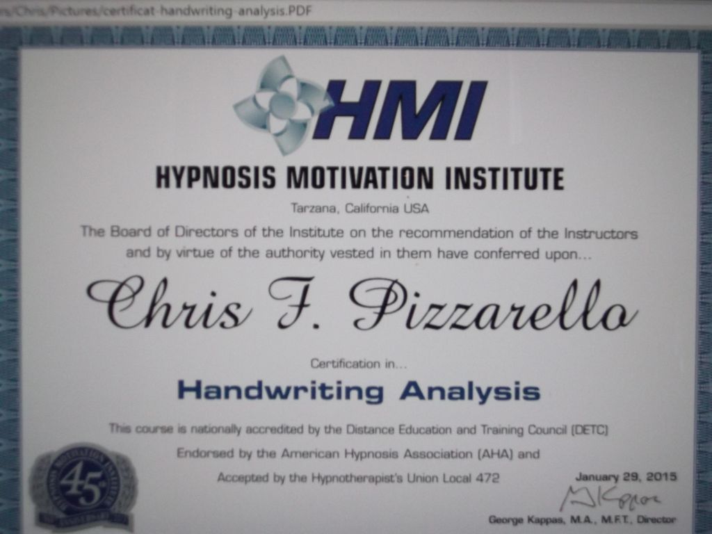 Degree in Handwriting Analysis