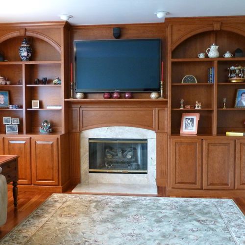 Cherry Fireplace mantle With Bookshelves , & arche