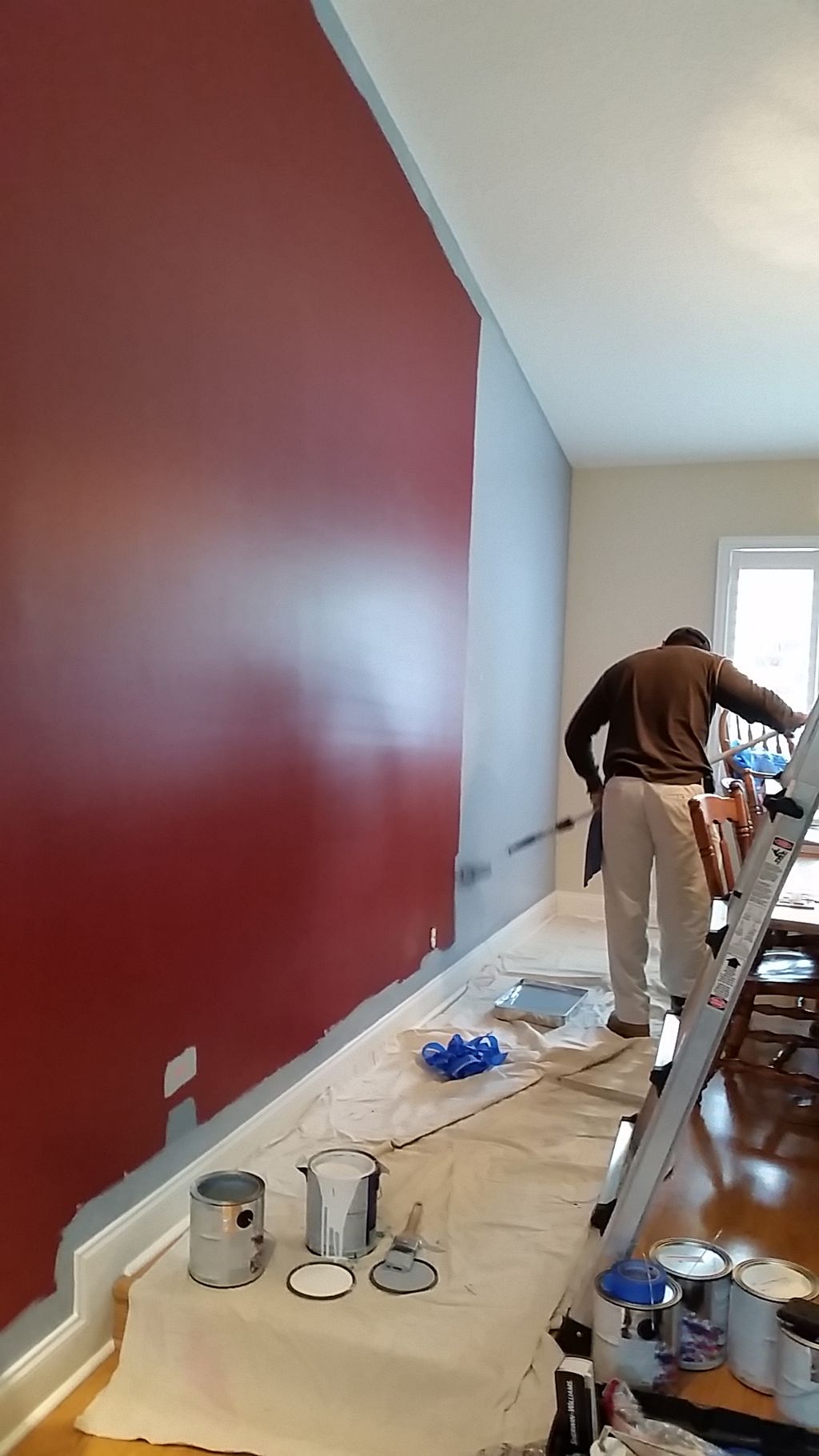 500 ft color change, deep red to baby blue in Cora