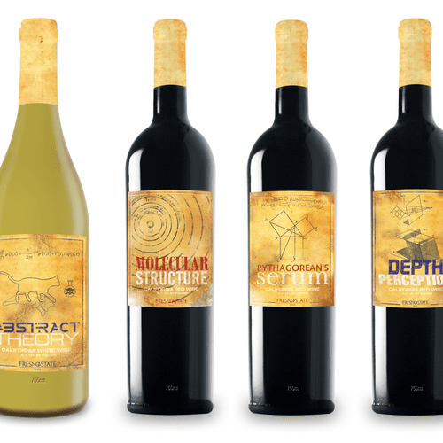 Wine labels for the Fresno State Winery