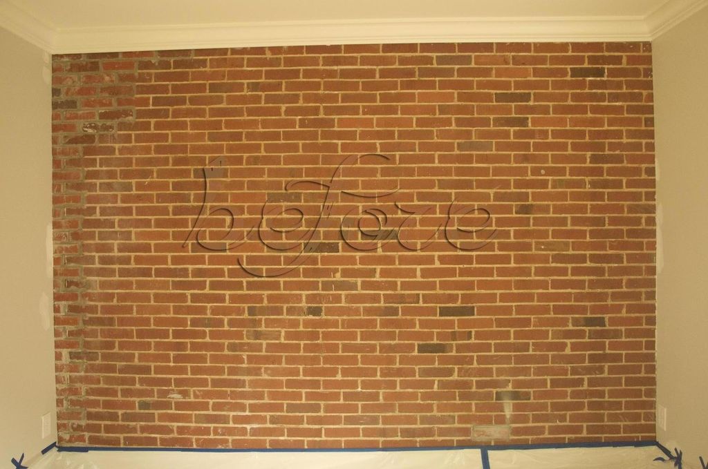 distressed brick accent wall before