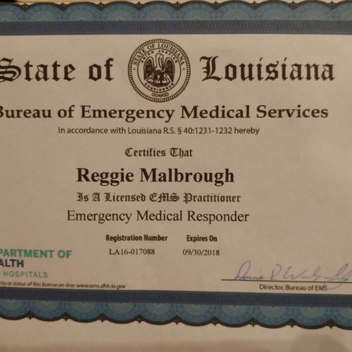 Emergency First Responder Certificate