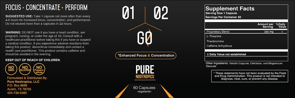 Print Design for a label For PURE NOOTROPICS suppl