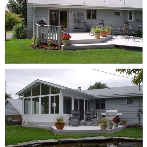 Before and after sunroom