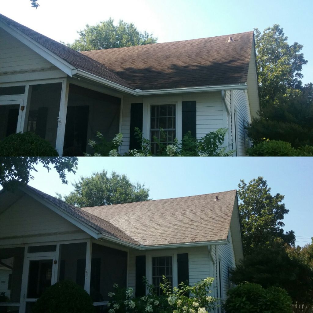 No Pressure Roof Cleaning- Before/ After