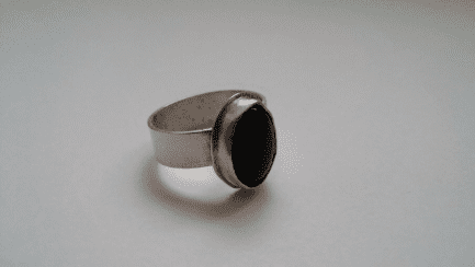 Hand-forged sterling/fine silver and onyx ring