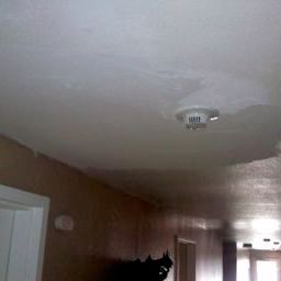 Drywall experts repaired the ceiling and prepped t