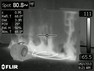Infrared photo of hot wall injection drying. We ar