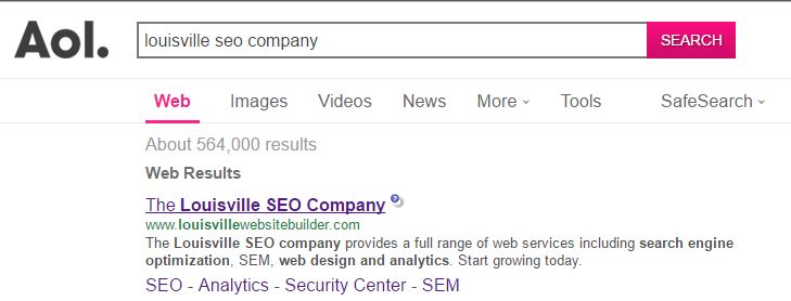 SEO Service Results: "Louisville SEO Company" sear