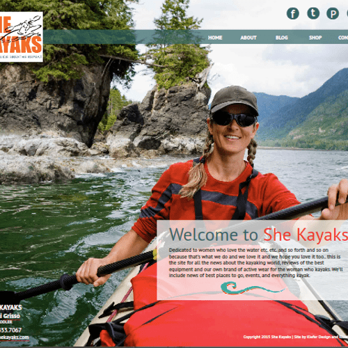 Website Home Page for SheKayaks