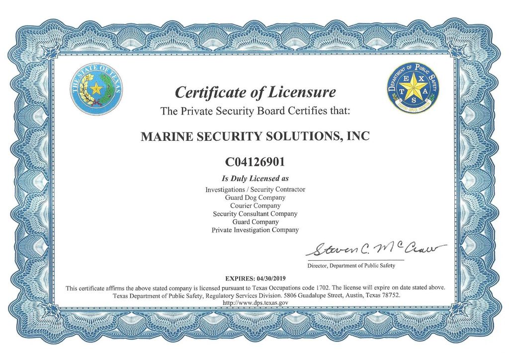 TX DPS PSB Business License