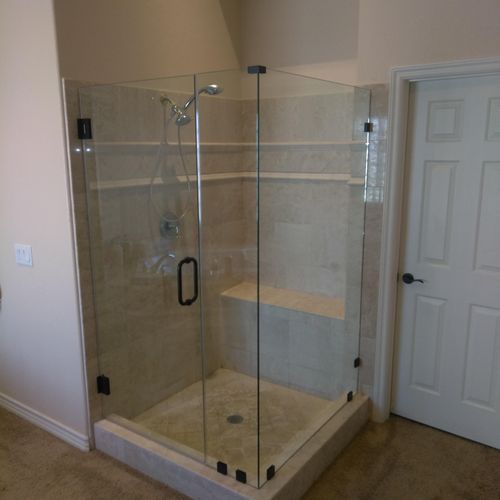 Custom 3- panel 3/8" clear tempered heavy shower d