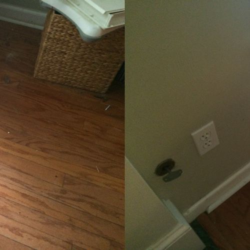 Before and after of baseboard detail