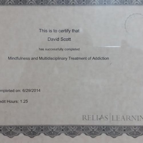 Meditation Mindfulness Certification 2014.
